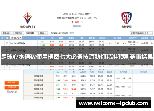 足球心水指数使用指南七大必备技巧助你精准预测赛事结果